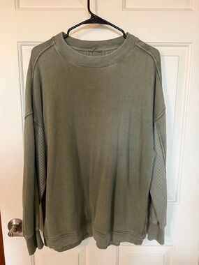 aerie Olive Green Ribbed Knit Pullover